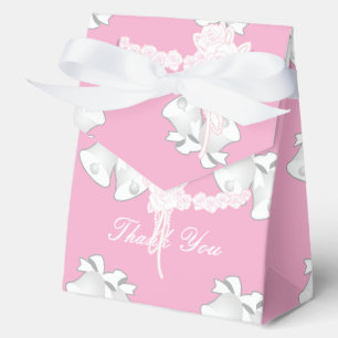 Wedding Bells + Floral Pink Thank You    Favor Box