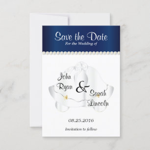 Wedding Bells in Navy Blue - Save the Date