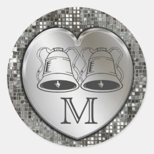 Wedding Bells On Heart Sequins Sticker