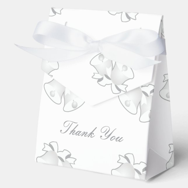 Wedding Bells Repeat White Thank You    Favor Box (Front)