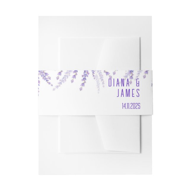 Wedding Belly bands in lavender colours Invitation Belly Band (Front Example)