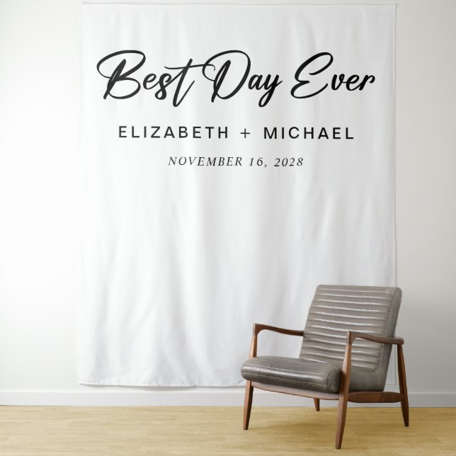 Wedding Best Day Ever Photo Booth Tapestry (In Situ)