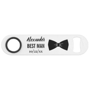 Wedding Best Man Bachelor Party Black Bow Tie Bar Key