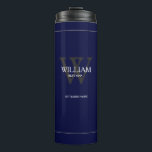 Wedding Best Man Gift Modern Monogram Cool Navy Thermal Tumbler<br><div class="desc">Wedding Best Man Gift Modern Monogram And Name Cool Navy Blue Thermal Tumbler. Click personalize this template to customize it with your Best Man Monogram Initial, their first name and the marriage date quickly and easily. Wedding Best Man Gift Modern Monogram Cool Navy Thermal Tumbler, is part of the Best...</div>