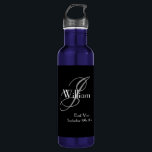 Wedding Best Man Gift Modern Monogram Name Cool 710 Ml Water Bottle<br><div class="desc">Wedding Best Man Gift modern monogram initial and Best Man name, cool stainless steel water bottle. Add that extra special touch with a monogrammed gift specially for your Best Man. Click personalize this template to customize your own monogram last name initial and your own first name and date quickly and...</div>