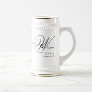 Wedding Best Man Gift Modern Monogram & Name Cool Beer Stein