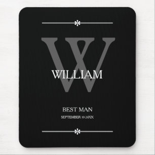 Wedding Best Man Gift Monogram Chic Modern Cool Mouse Pad