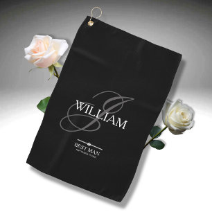 Wedding Best Man Gift Monogram & Name Modern Cool  Golf Towel
