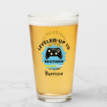 Wedding  Best Man Levelled Up Gamer Fun Glass<br><div class="desc">A modern best man gift idea for those who love playing computer generated games,  featuring two games consoles and a humour statement "Levelled Up To Best Man" Just customize with a personal name for that extra special touch at no extra cost.</div>