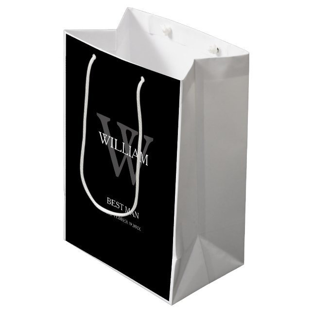 Wedding Best Man Personalized Chic Modern Classy Medium Gift Bag (Front Angled)