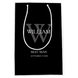 Wedding Best Man Personalized Chic Modern Classy Medium Gift Bag