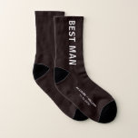 Wedding Best Man Personalized Socks<br><div class="desc">Dress the men of your wedding party with coordinating personalized socks. You can personalize these souvenir keepsake "Best Man" socks with your first names and wedding date in white typography against a black background.</div>