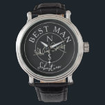Wedding Best Man Personalized Watch<br><div class="desc">Contemporary, modern, vibrant red and black wedding Best Man gift with monogram - initials, name, unique romantic love couple birds drawing and trendy handwritten calligraphy script.</div>