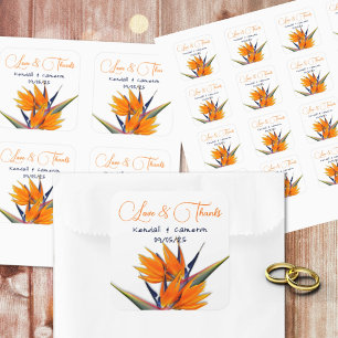 Wedding Bird of Paradise Flowers Thank You Square Sticker