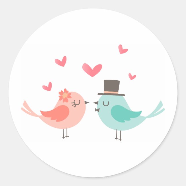 WEDDING BIRDS CLASSIC ROUND STICKER (Front)