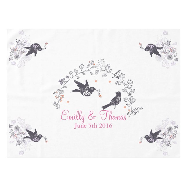 wedding birds on branch customizable tablecloth (Front (Horizontal))
