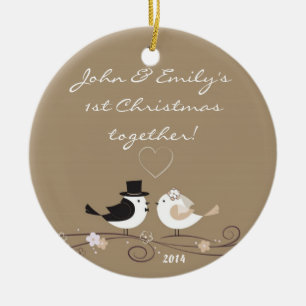 Wedding Birds Pigeons Personalized Name Ornament