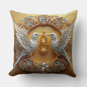 Wedding Birds Rings & Love Throw Pillow