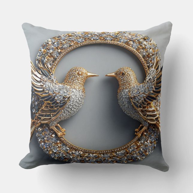 Wedding Birds Romance Throw Pillow (Front)