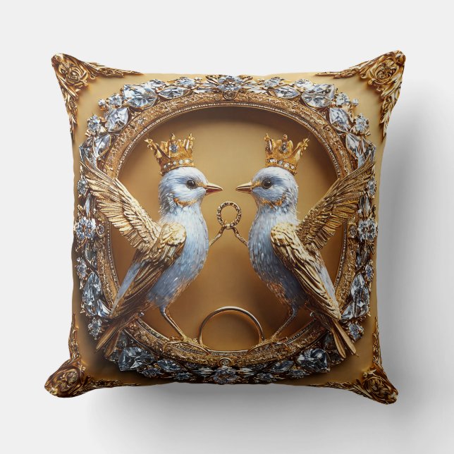 Wedding Birds Throw Pillow (Front)