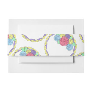 Wedding Birthday Bridal Shower Floral Round Cake Invitation Belly Band