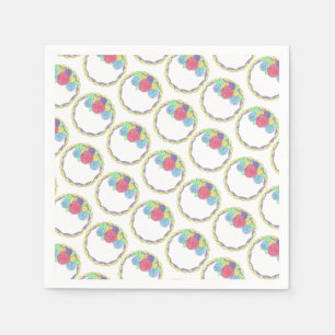 Wedding Birthday Bridal Shower Floral Round Cake Napkin