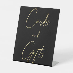 Wedding Black and Gold Cards & Gifts Pedestal Sign