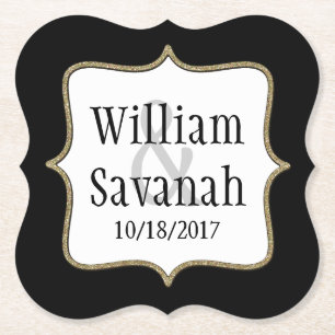 Wedding Black and White Custom Paper Coasters
