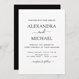 Wedding Black and White Elegant Typography Invitation