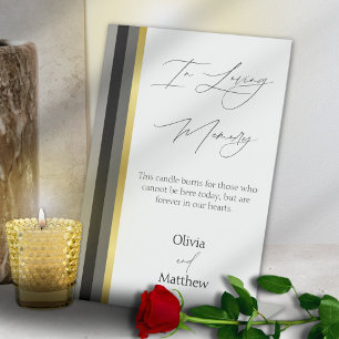 Wedding Black Grey Gold Stripe In Loving Memory Pedestal Sign