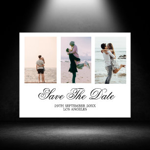 Wedding Black Photo White Save The Date Holiday Postcard