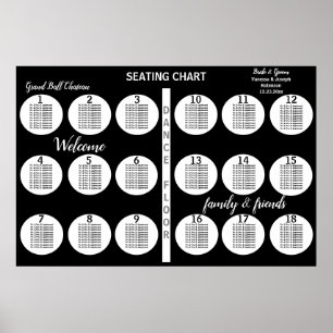 Wedding Black White 18 Tables to 360 Guests  Poster