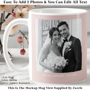 Wedding Black & White Photos Blush Pink Coffee Mug