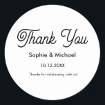 Wedding Black White Thank You   Classic Round Sticker<br><div class="desc">Wedding Thank You Sticker in Black and White. Please check out our store collection below for matching items.</div>