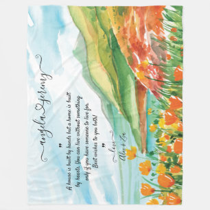 Wedding Blanket with Ocean, Blue Skies and Flowers