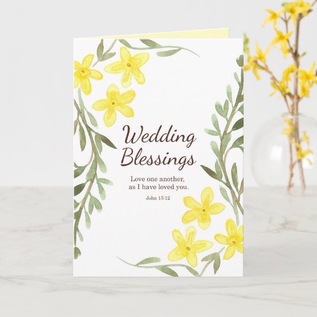 Wedding Blessings Bible Verse John 15 Religious Card (Yellow Flower)