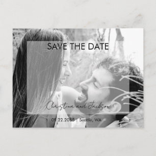 Wedding Bliss B/W Photo Save the Date Postcard