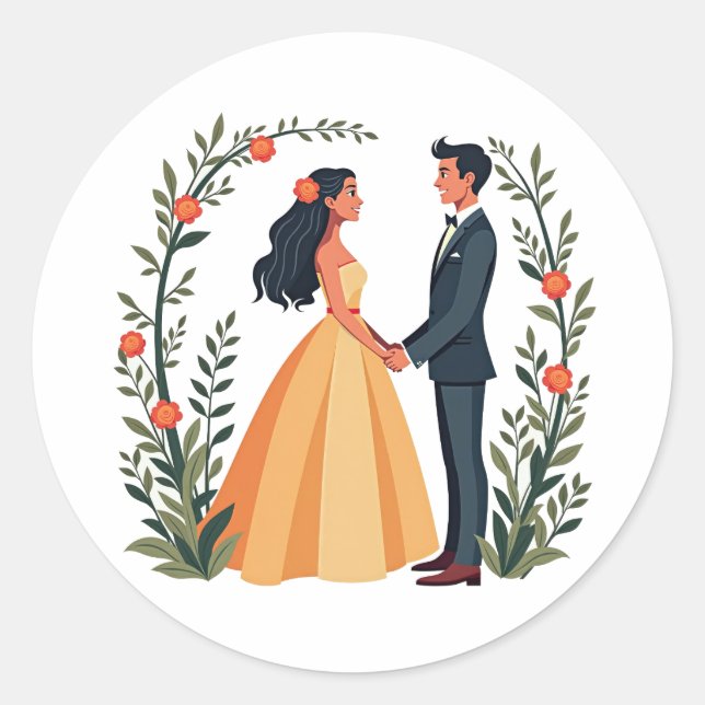Wedding Bliss Couple Sticker (Front)