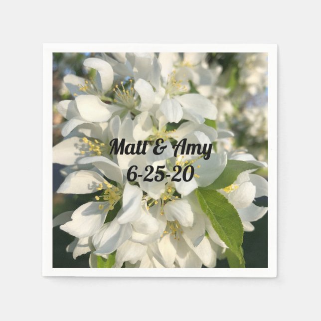 Wedding Blossoms Personalized Cocktail Napkin (Front)