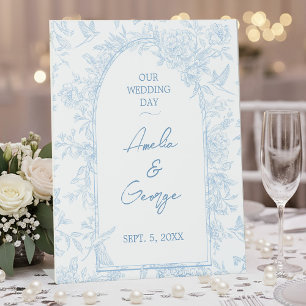 Wedding Blue and White French Toile   Pedestal Sign