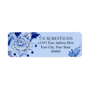 Wedding Blue Chinoiserie Floral   Return Address