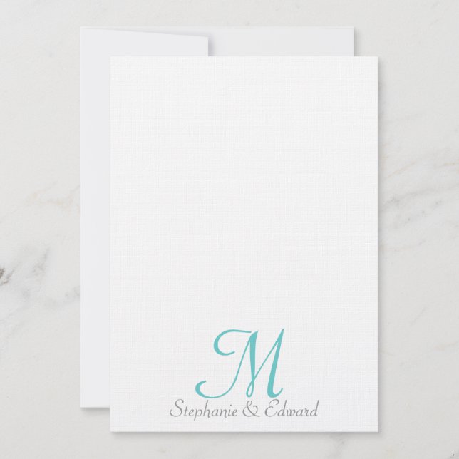 Wedding Blue Monogram Starfish Beach Invitation (Front)