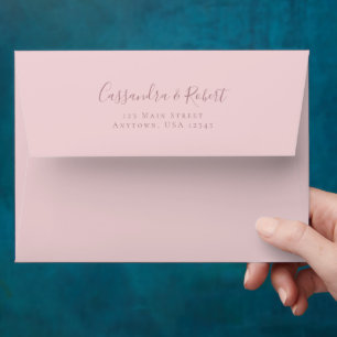 Wedding Blush Pink A7 5x7 Return Address Envelope
