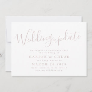 Wedding Blush Pink Change of Date Postponement Save The Date
