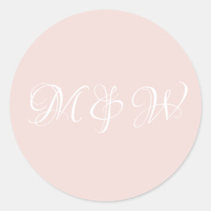 Wedding blush pink script monogram elegant custom classic round sticker