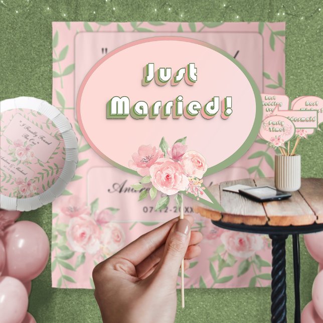 Wedding Blush Pink Trendy Floral Photo Booth Props Poster (This is intended for Digital Instant Download / Printable Purchase. Click the "Choose Your Format".)