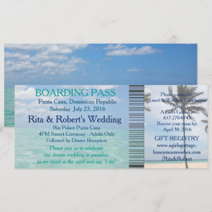 Wedding Boarding Pass Ticket Beach Destination Invitation