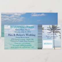Wedding Boarding Pass Ticket Beach Destination