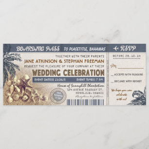wedding boarding pass tickets invitation