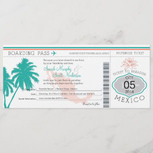 Wedding Boarding Pass to Mexico Invitation